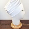 Turbante realizzato in jersey colore bianco avorio, Mimi Condal